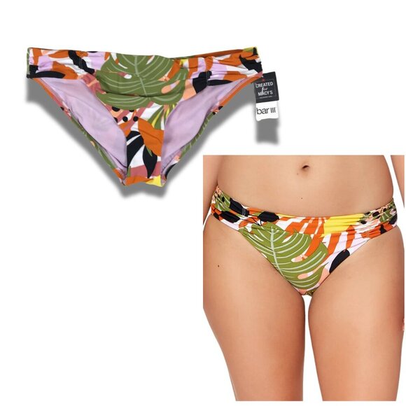 Bar III Other - Bar III Tropical-Print Ruched Bikini Bottoms NWT MEDIUM